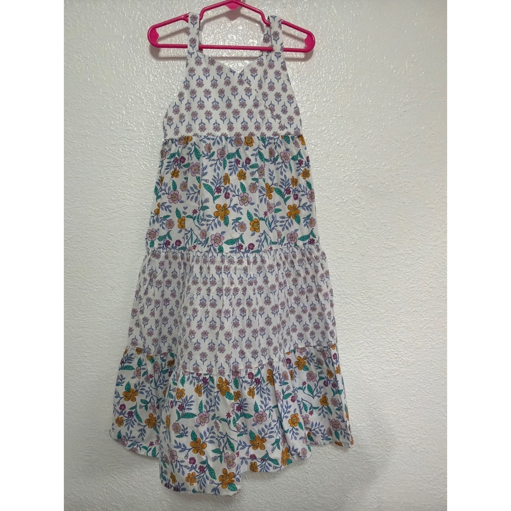 Carters Kid Girls White Floral Tiered Maxi Sundress Smocked Back Size 5 5A